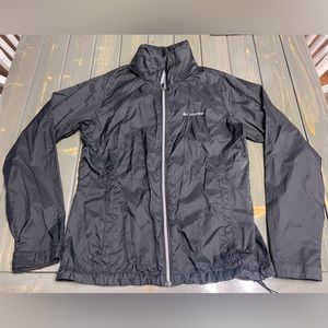 Columbia Black Lightweight Rain Jacket with Built-in Hood Medium